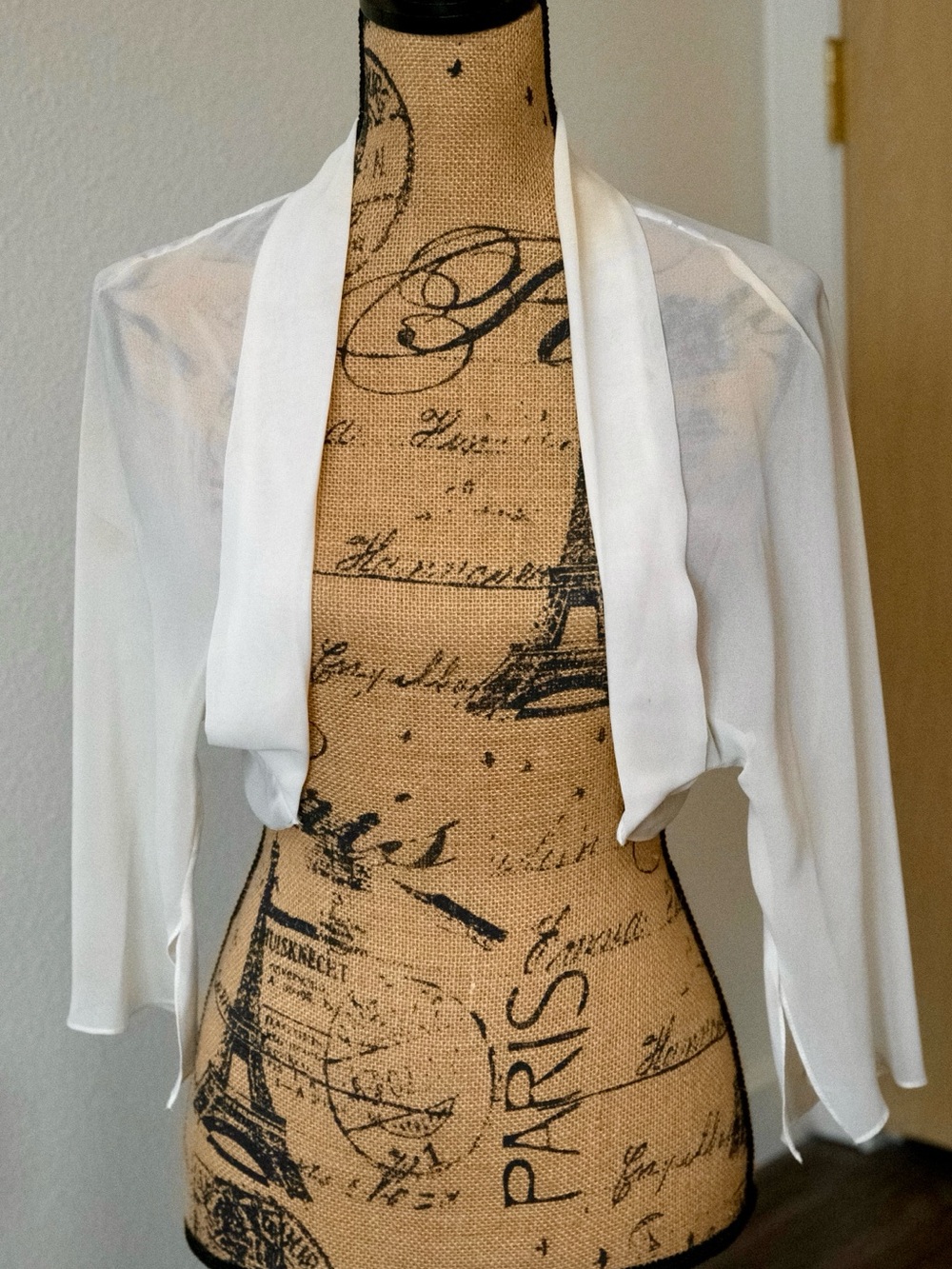 David's Bridal White Sheer Shrug Bolero